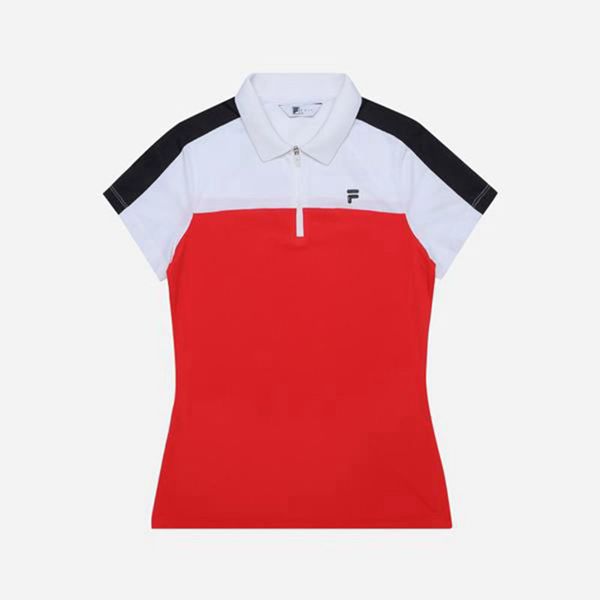 Fila Polokošeľa Damske Červené / Biele - Golf Half Zip S/S Vypredaj - Slovakia 84537-BZLD